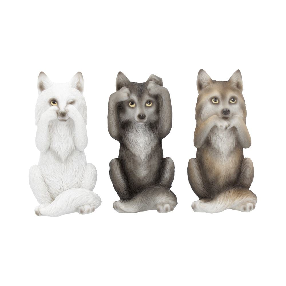 Three Wise Wolves Figurines 10cm