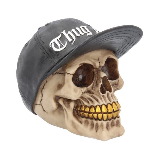 Thug Life Skull with Gold Teeth and Baseball Cap Figurine 15.8cm