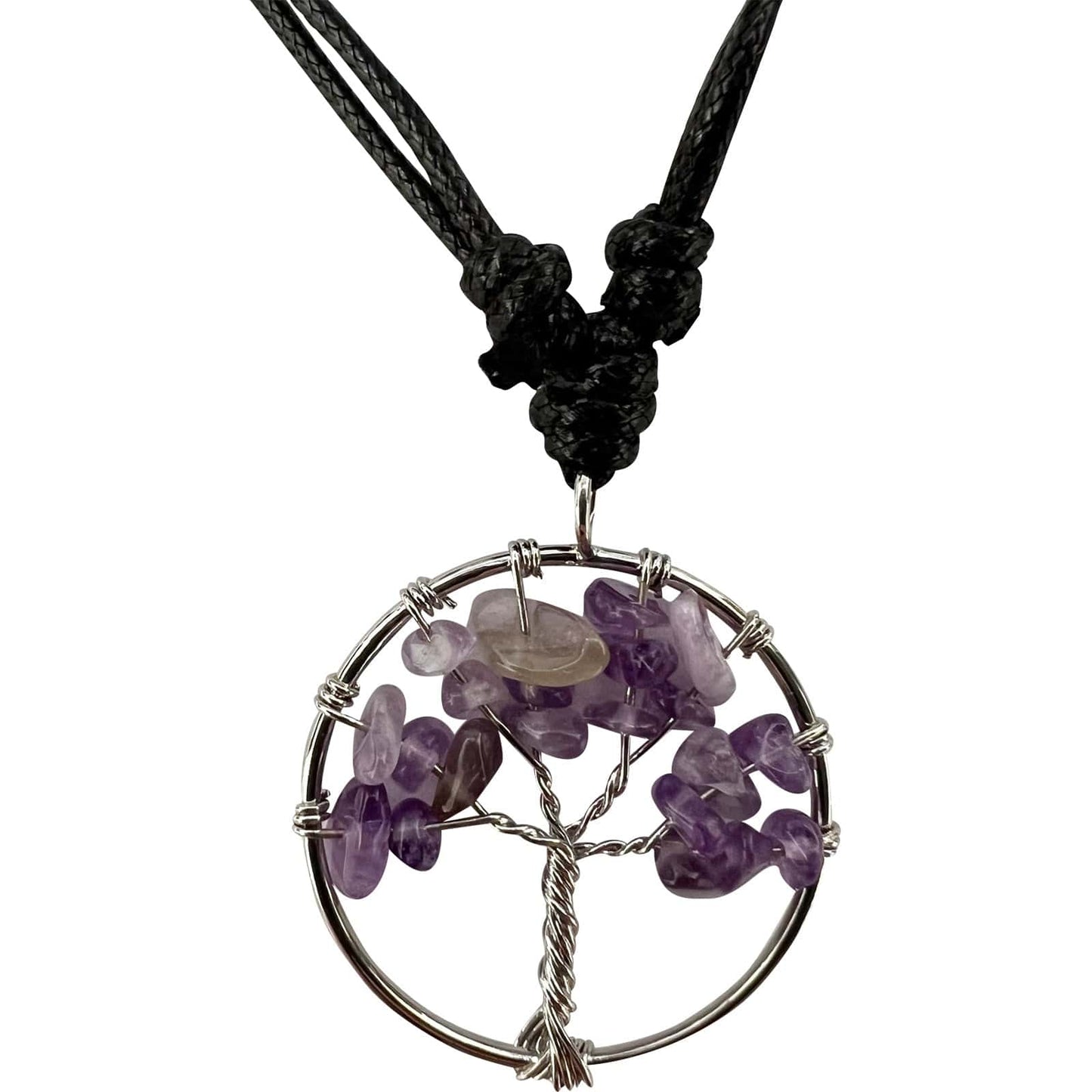 Tree Of Life Amethyst Pendant Necklace Chain Womens Mens Purple Crystal Jewelry