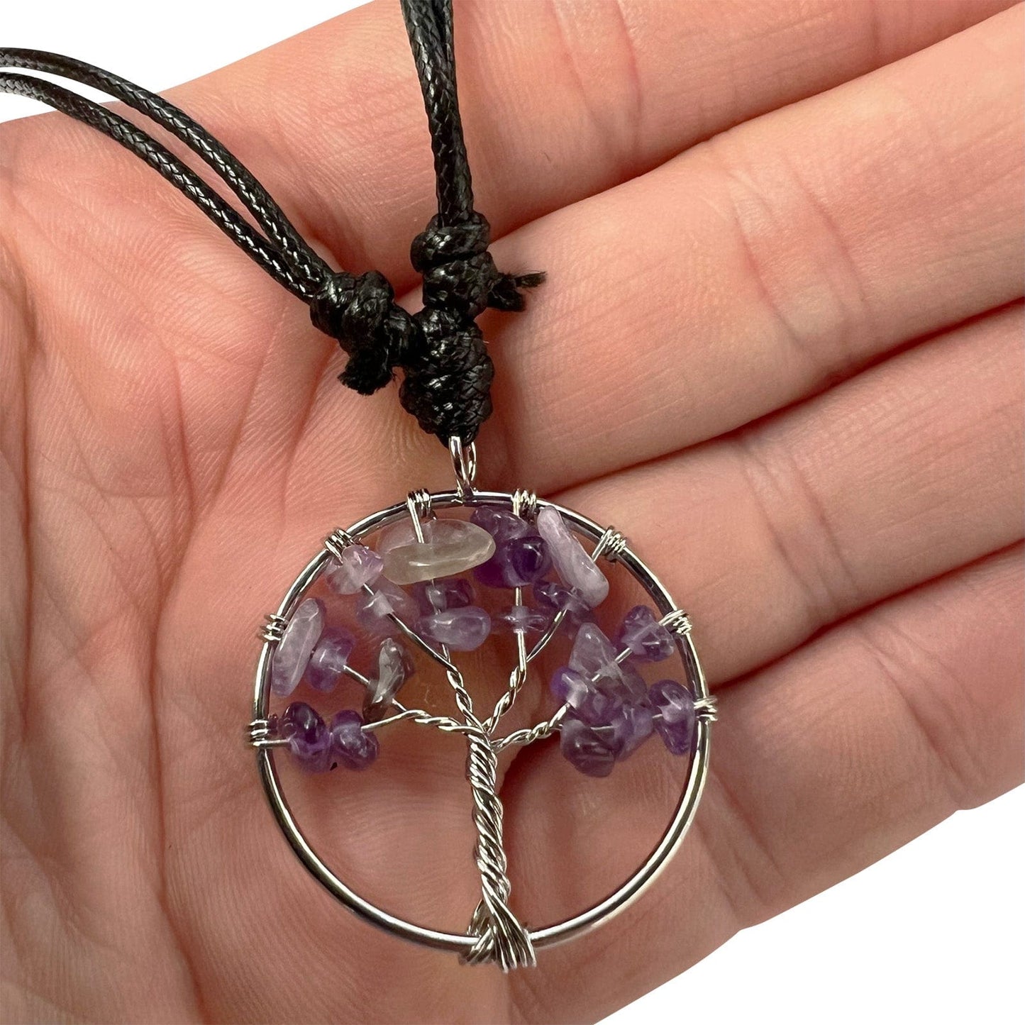 Tree Of Life Amethyst Pendant Necklace Chain Womens Mens Purple Crystal Jewelry