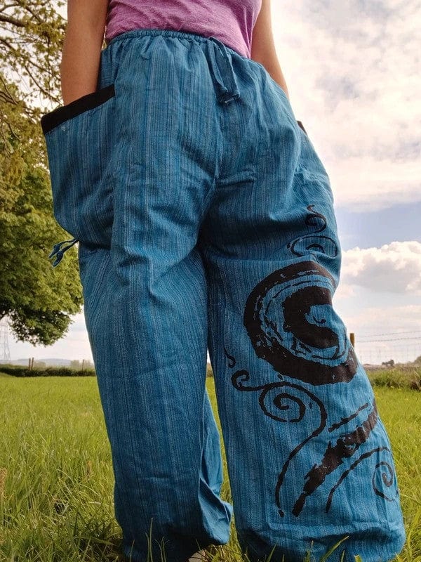 Turquoise Green Harem Pants Wide Leg Genie Baggy Aladdin Hippie Thai Trousers