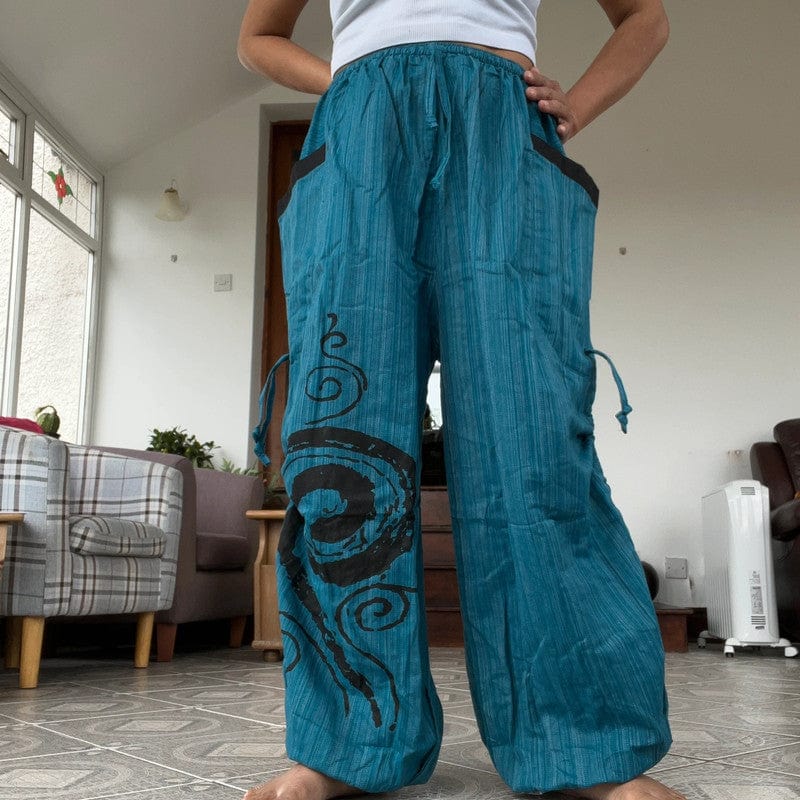 Turquoise Green Harem Pants Wide Leg Genie Baggy Aladdin Hippie Thai Trousers