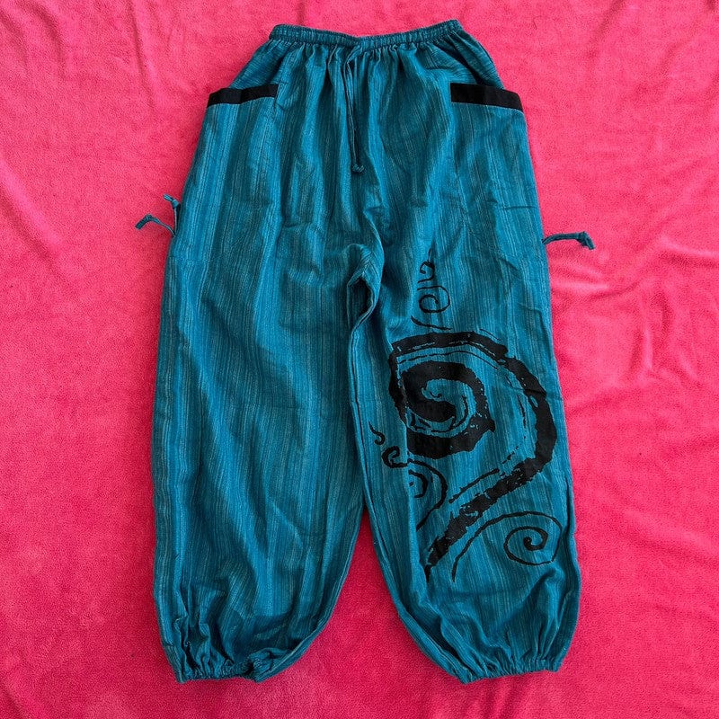Turquoise Green Harem Pants Wide Leg Genie Baggy Aladdin Hippie Thai Trousers