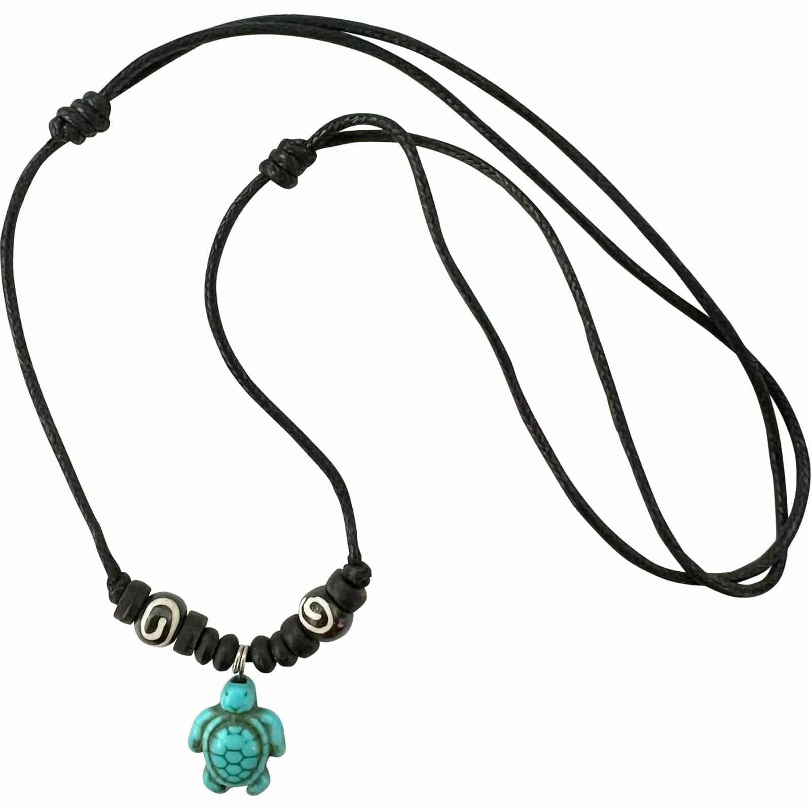 Turquoise Turtle Pendant Beaded Black Cord Chain Necklace Mens Womens Jewellery