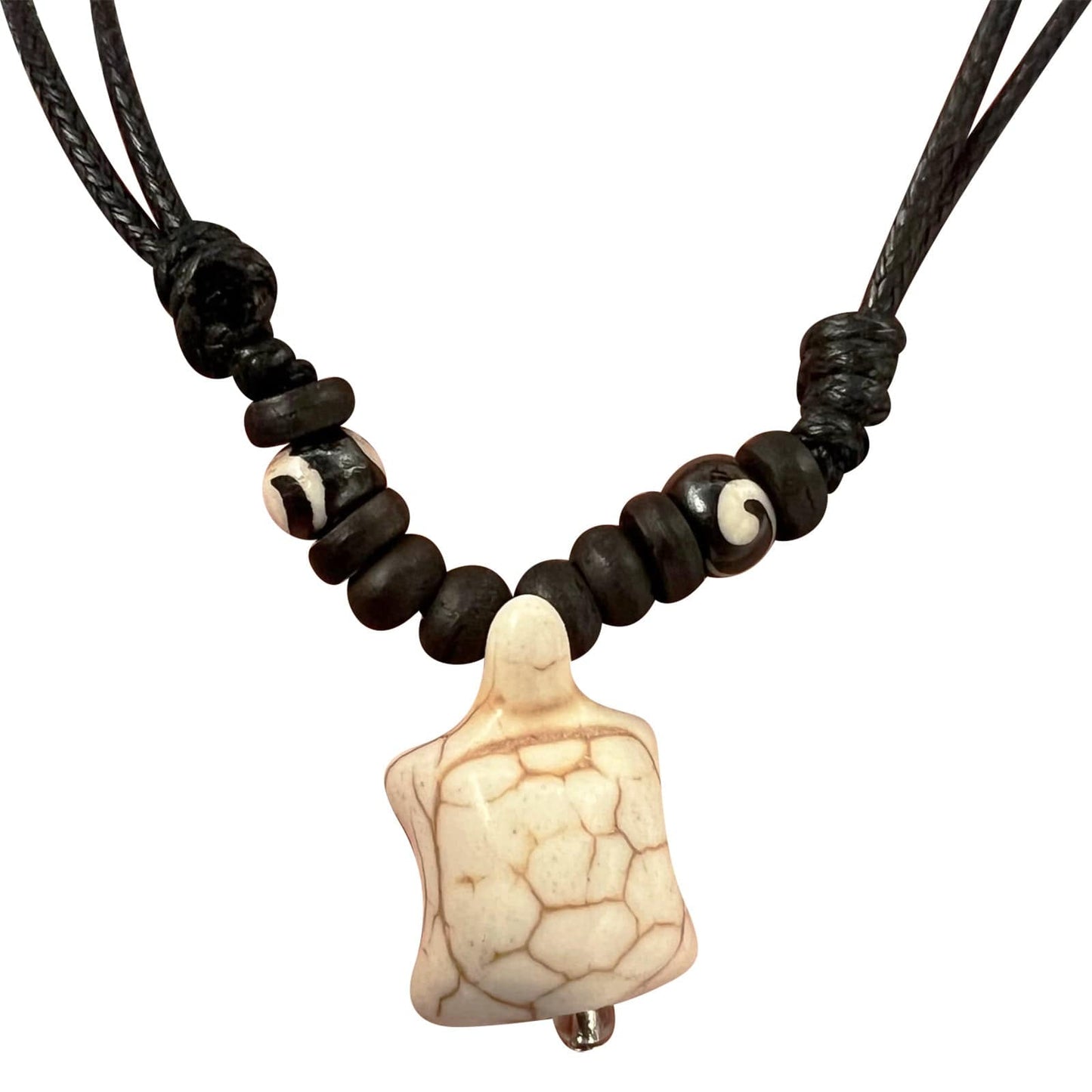 Turtle Tortoise Pendant Necklace Wood Beads Chain Mens Womens Girl Boy Jewellery