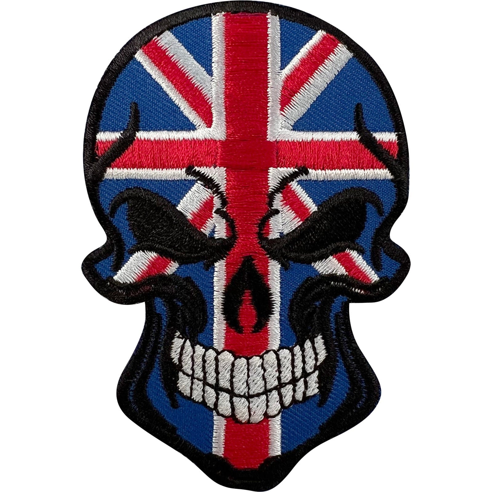 Union Jack Flag Skull Patch Iron Sew On Clothes T Shirt Bag UK Embroidered Badge