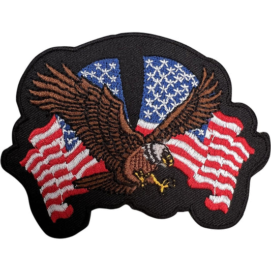 USA Eagle Flag Patch Iron On Sew On Clothes United States of America Biker Badge