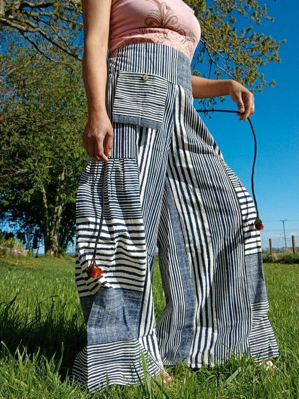 White Navy Baggy Wide Leg Harem Genie Pants Hippy Trousers High Waisted Pants