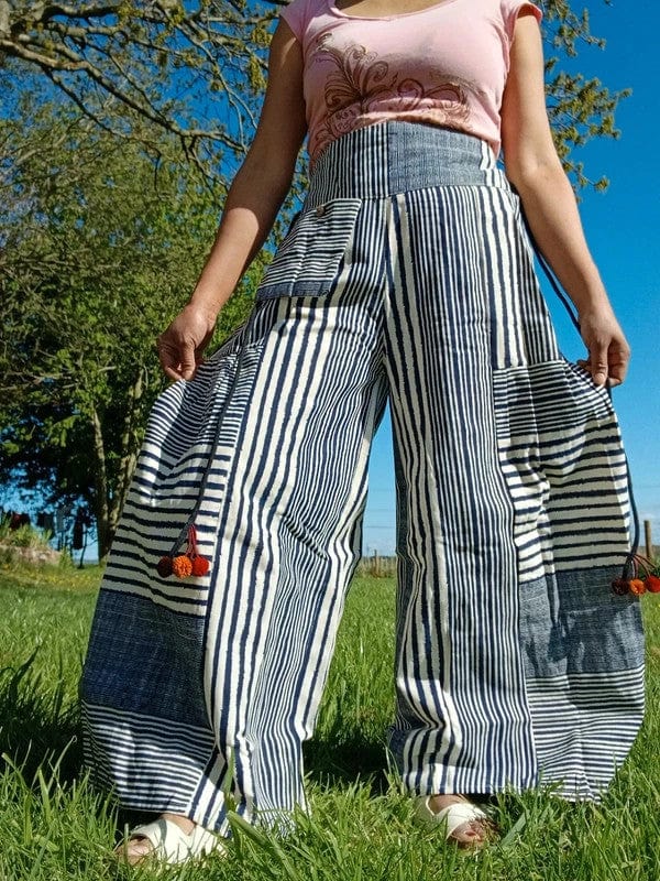 White Navy Baggy Wide Leg Harem Genie Pants Hippy Trousers High Waisted Pants