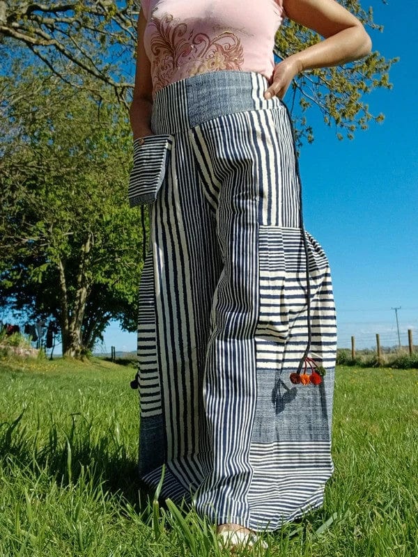 White Navy Baggy Wide Leg Harem Genie Pants Hippy Trousers High Waisted Pants