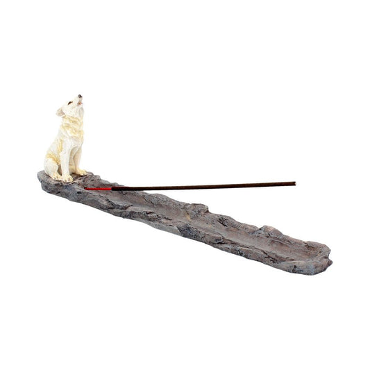 Wolf Call IHowling White Wolf Incense Holder 27.8cm