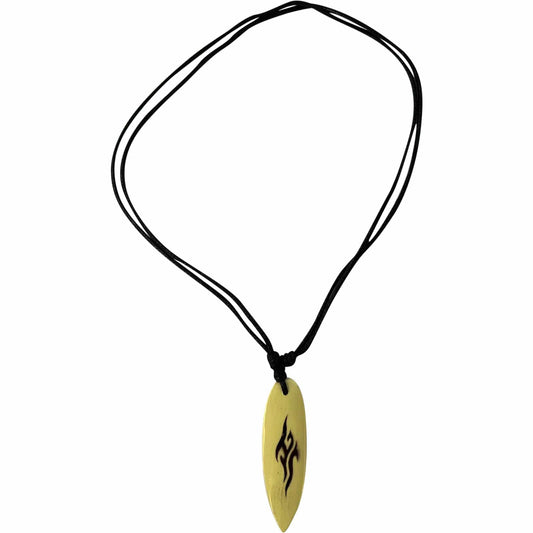 Wooden Surfboard Pendant Necklace Black Cord Chain Mens Womens Surfing Jewellery