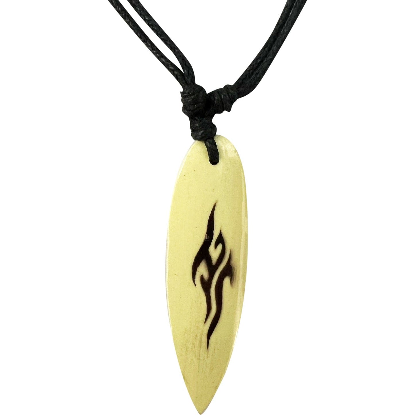 Wooden Surfboard Pendant Necklace Black Cord Chain Mens Womens Surfing Jewellery