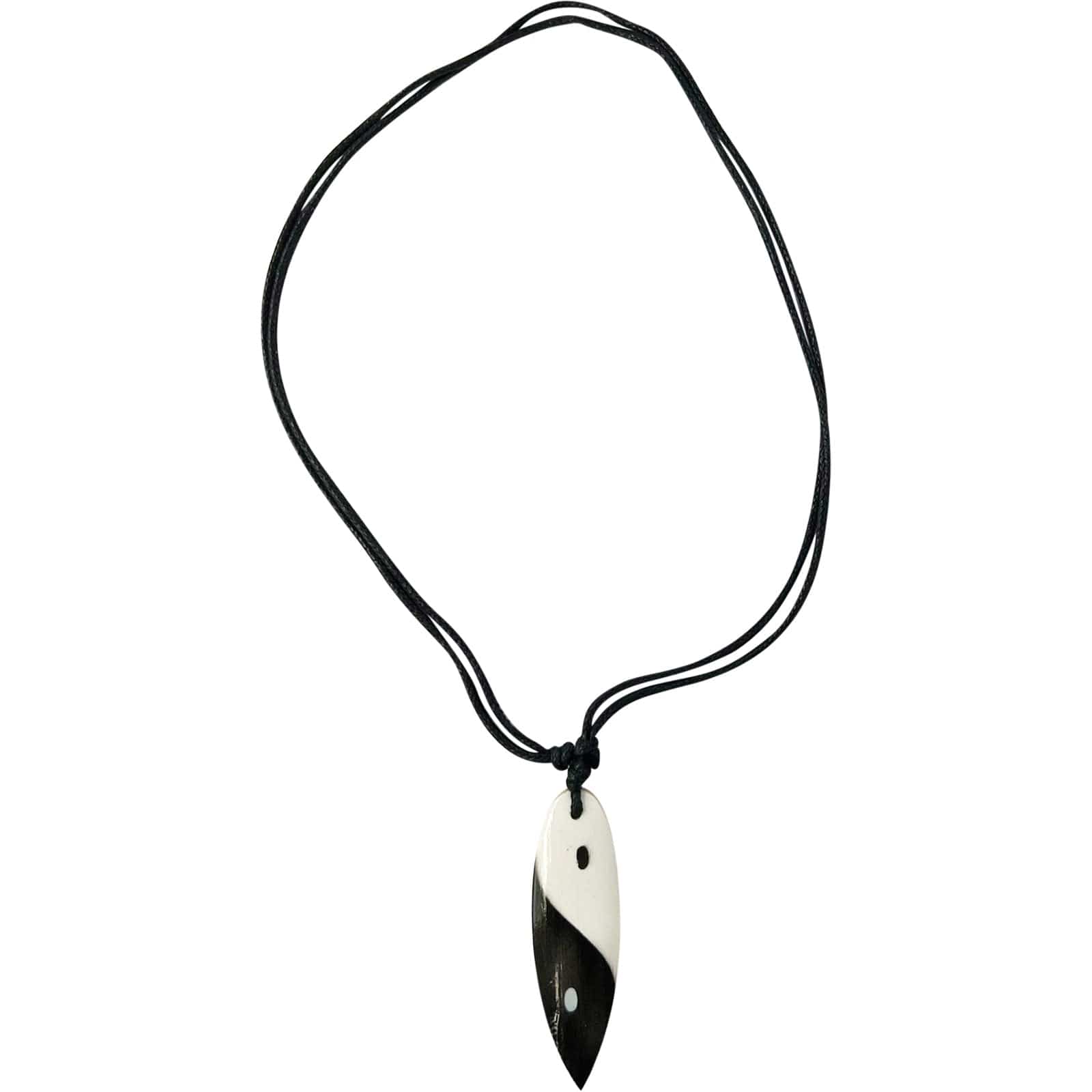 Yin and Yang Surfboard Pendant Necklace Black Cord Chain Mens Womens Jewellery
