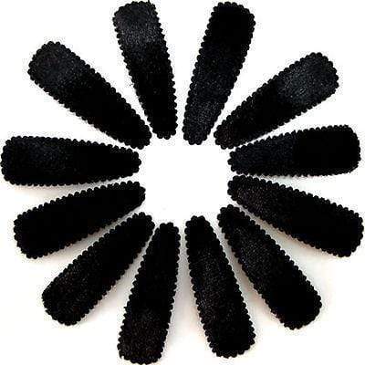 12 x Plain Black Snap Hair Clips Grips Clasps Girls Kids Childrens Accessories