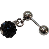 18g (1 mm) Gauge Black Crystal Ball Ear Stud Earring Barbell Girl Body Jewellery