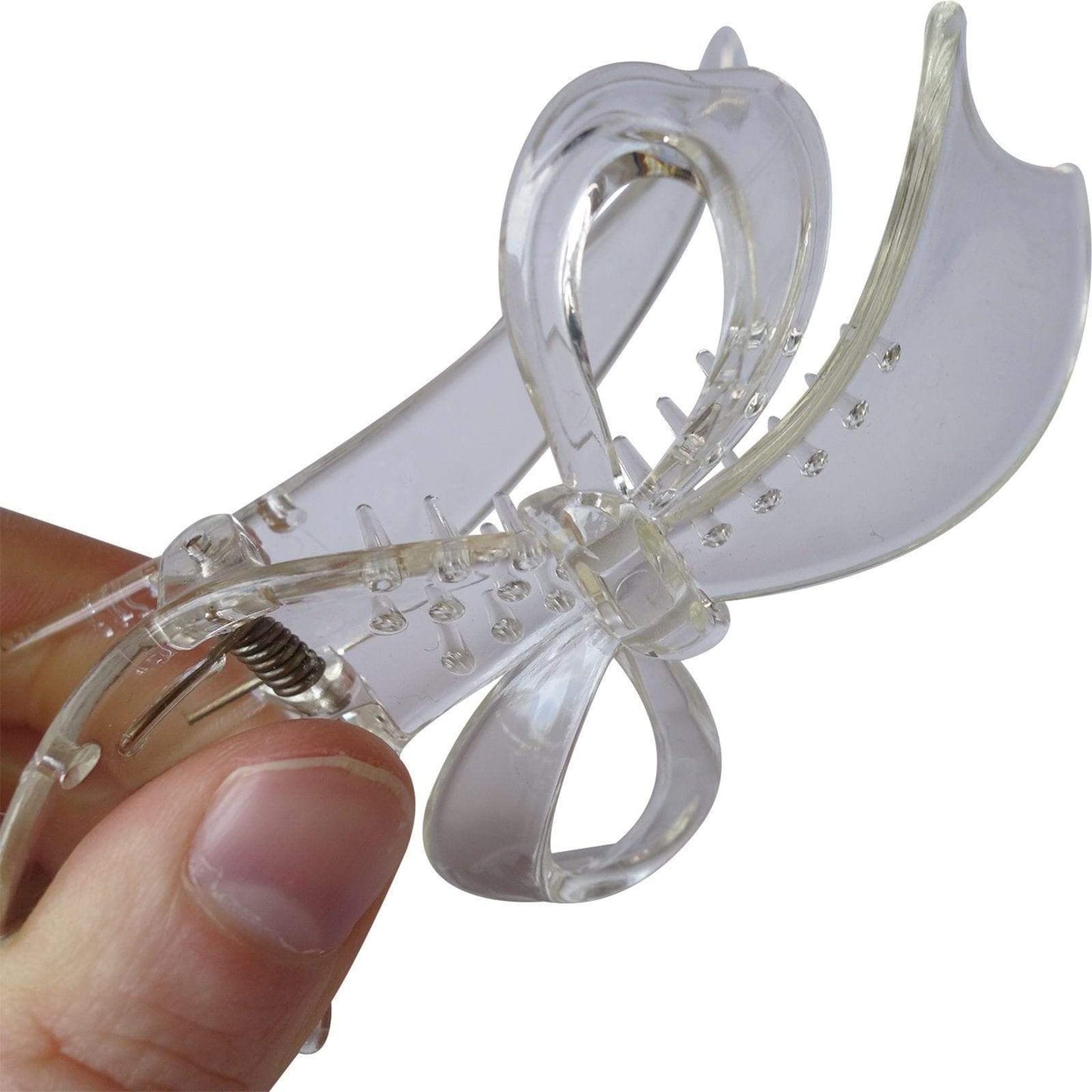 2 X Clear Hair Bow Clips Grips Clamps Clasps Barrettes Claws Grasps Womens Girls