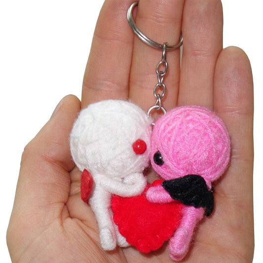 2 X Valentines Day Red Love Heart Cupid Voodoo Dolls Key Rings Chains Romantic