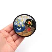2 X Yin Yang Moon Sun Stars Flower Patches Iron On Sew On Patches Embroidered Badges Embroidery Appliques Motifs