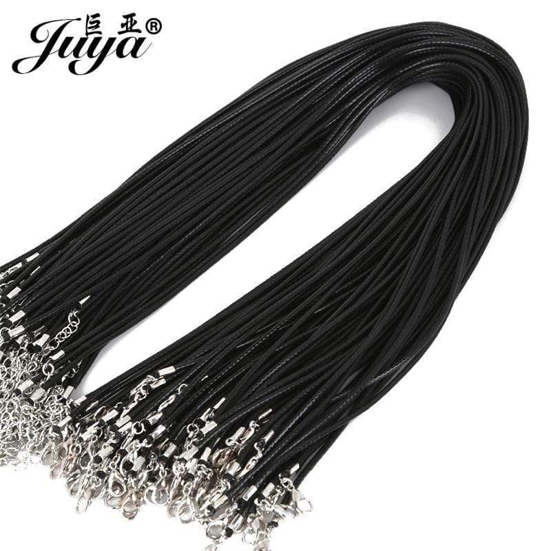 20 Pieces of Black Genuine Leather Necklace Cord Rope Chains for Jewellery Making Pendants