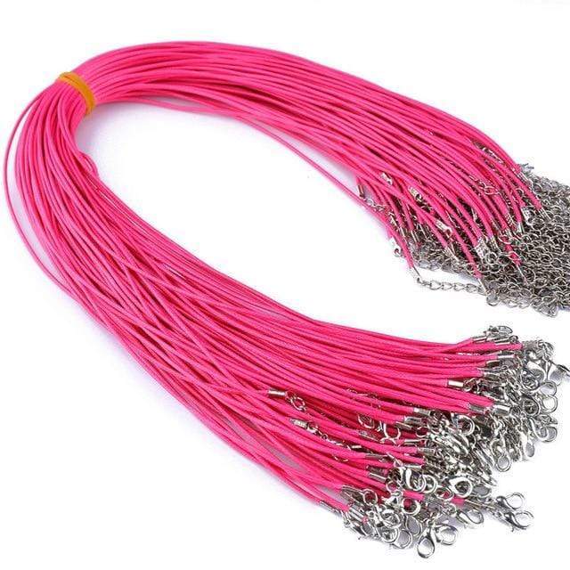 20 Pieces of Bright Pink Genuine Leather Necklace Cord Rope Chains for Jewellery Making Pendants
