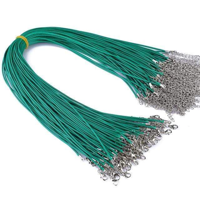 20 Pieces of Green Genuine Leather Necklace Cord Rope Chains for Jewellery Making Pendants