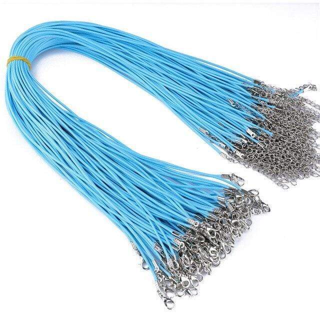 20 Pieces of Light Blue Genuine Leather Necklace Cord Rope Chains for Jewellery Making Pendants