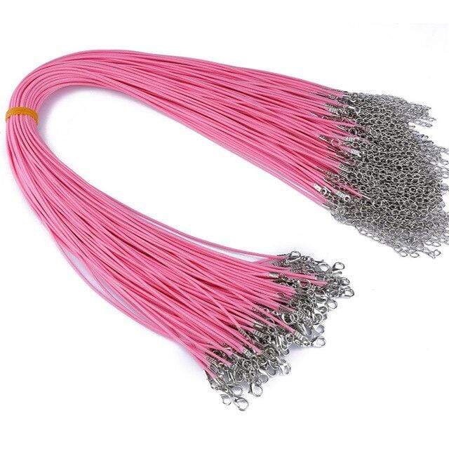 20 Pieces of Light Pink Genuine Leather Necklace Cord Rope Chains for Jewellery Making Pendants