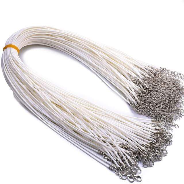 20 Pieces of White Genuine Leather Necklace Cord Rope Chains for Jewellery Making Pendants