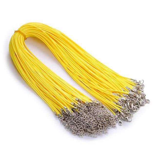 20 Pieces of Yellow Genuine Leather Necklace Cord Rope Chains for Jewellery Making Pendants