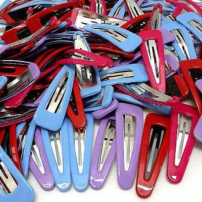 20 x Mixed Snap Hair Clips Grips Clasps Girls Children Kids Purple Red Blue Pink