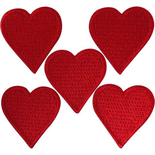 5 X Small Red Love Heart Patches Iron Sew On Clothes Bag Embroidered Badge Patch