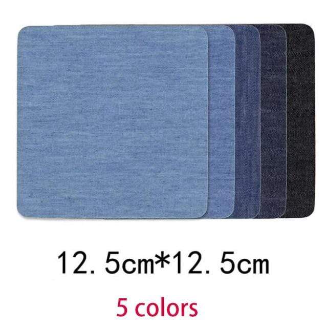 5pcs 12.5 cm x 12.5 cm Black and Blue Denim Patches Iron On Sew On Denim Shirt Jeans Clothes Elbow Knee Repair Patch Embroidered Badge
