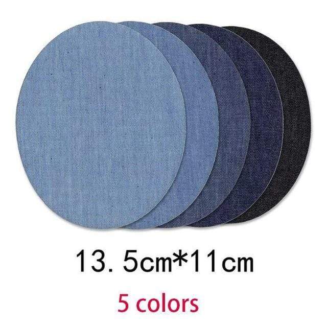 5pcs 13.5 cm x 11 cm Black and Blue Denim Patches Iron On Sew On Denim Shirt Jeans Clothes Elbow Knee Repair Patch Embroidered Badge
