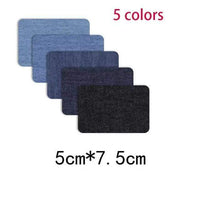 5pcs 5 cm x 7.5 cm Black and Blue Denim Patches Iron On Sew On Denim Shirt Jeans Clothes Elbow Knee Repair Patch Embroidered Badge