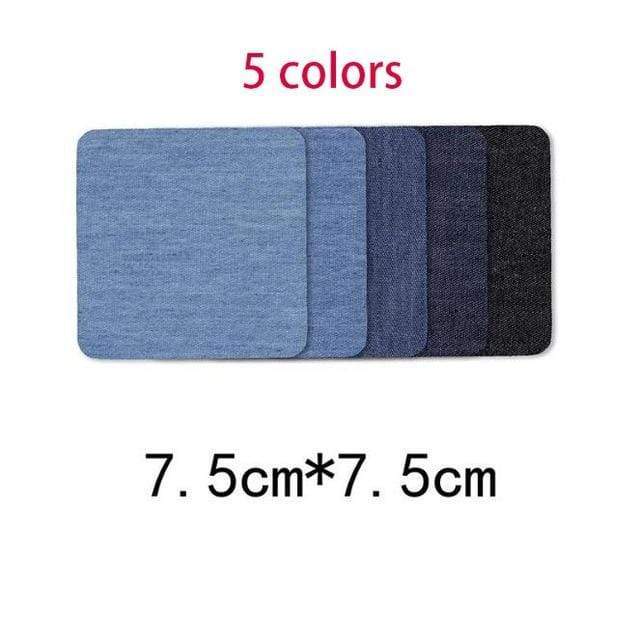 5pcs 7.5 cm x 7.5 cm Black and Blue Denim Patches Iron On Sew On Denim Shirt Jeans Clothes Elbow Knee Repair Patch Embroidered Badge