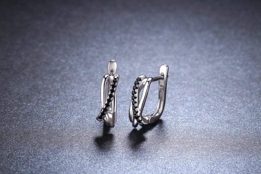 925 Sterling Silver Black Spinel Stone Stud Earrings