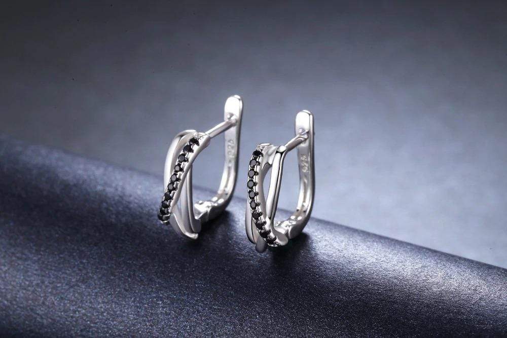925 Sterling Silver Black Spinel Stone Stud Earrings