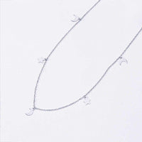 Silver Moon and Stars 925 Sterling Silver Chains Necklaces Chokers Cross Heart Triangle Moon Star Geometric Round