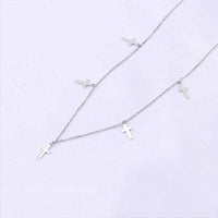 Silver Crosses 925 Sterling Silver Chains Necklaces Chokers Cross Heart Triangle Moon Star Geometric Round