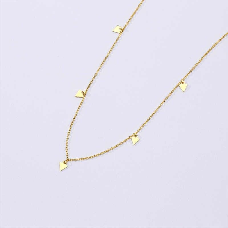 Gold Triangles 925 Sterling Silver Chains Necklaces Chokers Cross Heart Triangle Moon Star Geometric Round
