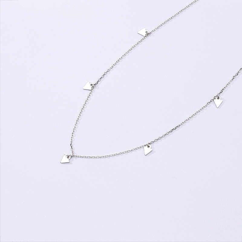 Silver Triangles 925 Sterling Silver Chains Necklaces Chokers Cross Heart Triangle Moon Star Geometric Round
