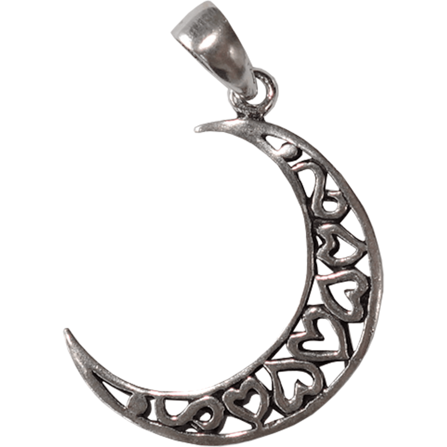 925 Sterling Silver Crescent Moon Heart Pendant Womens Ladies Girls Jewellery