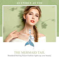 925 Sterling Silver Mermaid Tail Freshwater Pearl Pendant Charm