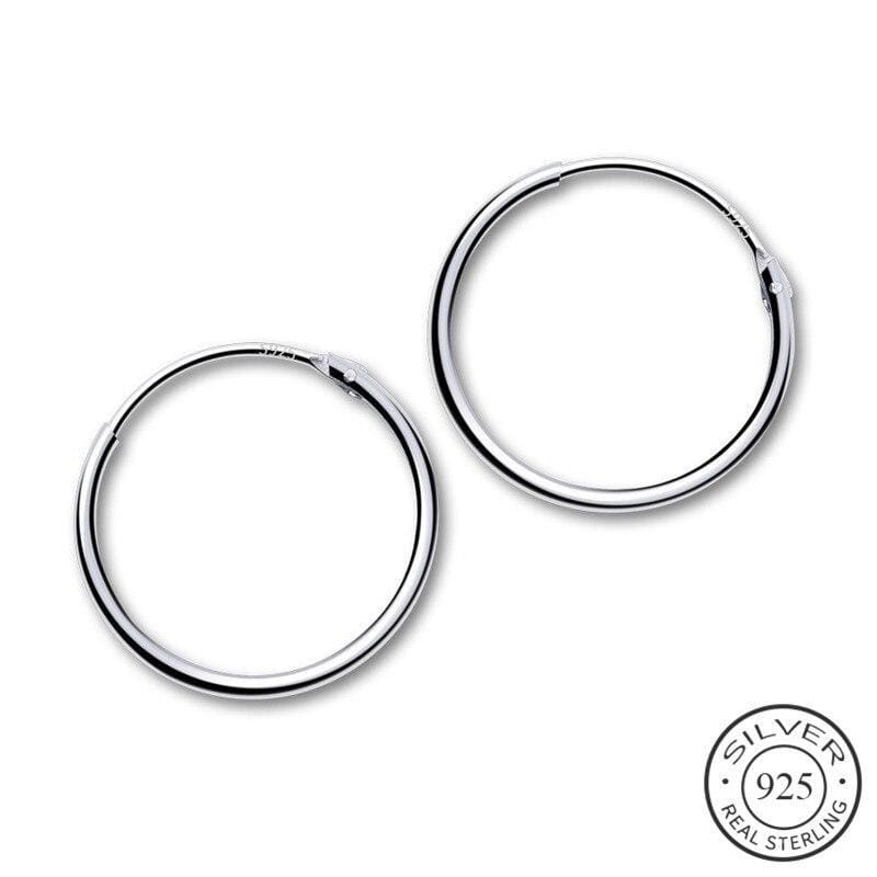 10mm 925 Sterling Silver Plain Simple Round Hoop Earrings