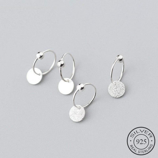 925 Sterling Silver Small Hoop Round Pattern or Plain Earrings