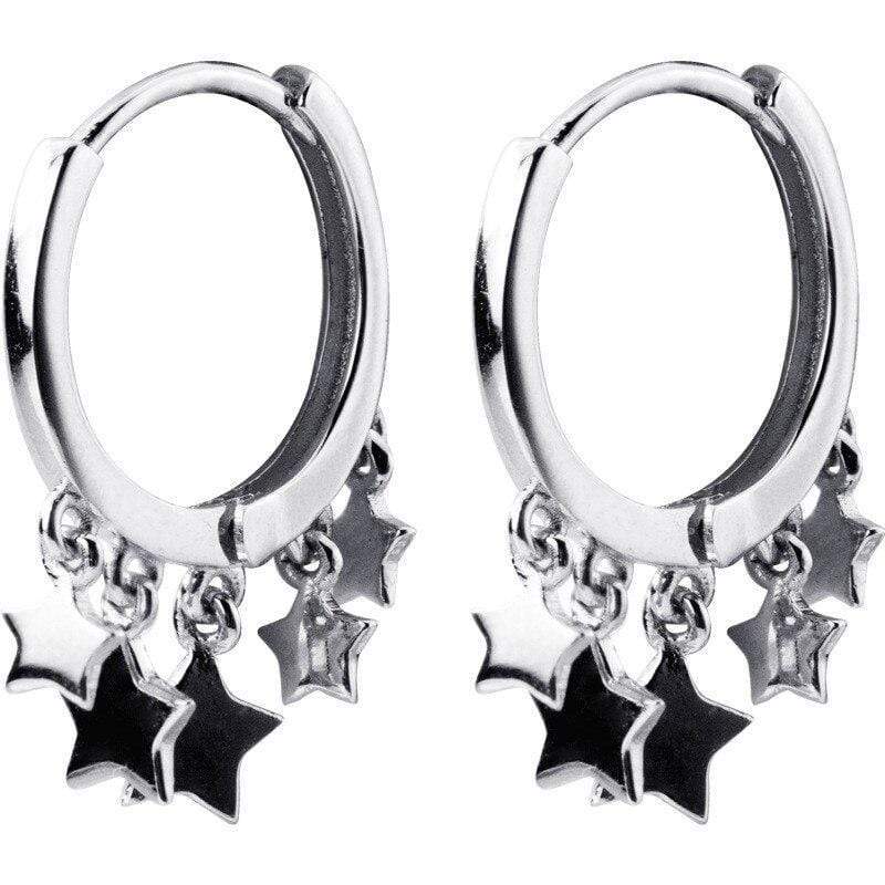 925 Sterling Silver Star Hoop Earrings