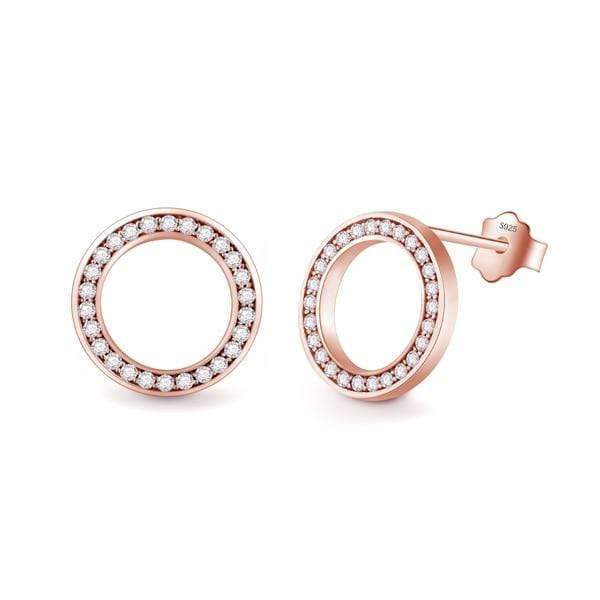 925 Sterling Silver Stud Earrings Zircon Crystal Rose Gold Colour