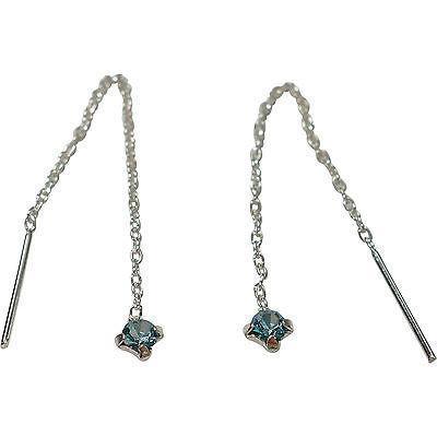 925 Sterling Silver Threader Stud Earrings Pull Through Thread Chain Dangle Drop