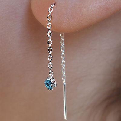 925 Sterling Silver Threader Stud Earrings Pull Through Thread Chain Dangle Drop
